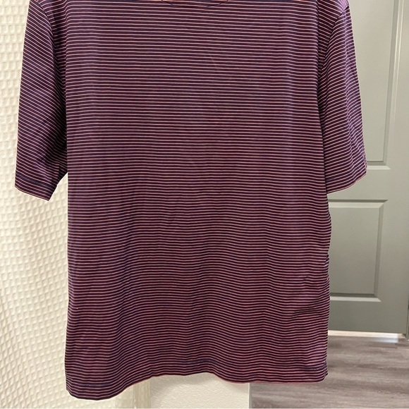 Untuckit mens wrinkle free polo shirt size M striped red & blue - Picture 6 of 10